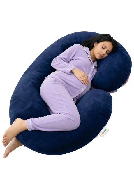 OYO BABY Pregnancy Pillow for Women C-Shape Full Body Pillow | Complete Support for Head, Back, Belly, Hips & Legs | Maternity Pillow with Removable Washable Velvet Cover (Royal Blue)