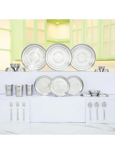 KIARAA Pack of 24 Stainless Steel KIARAA Dinner Set (Silver)