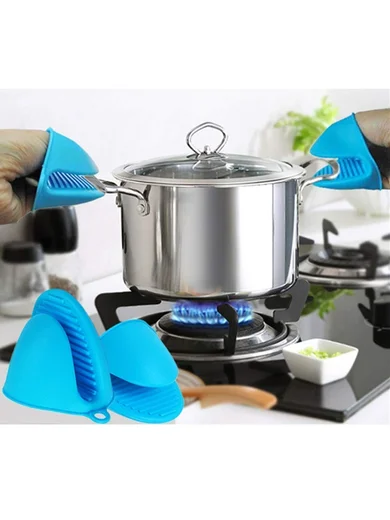 Pot Holder Silicone Heat Resistant Oven Mitts Glove Cooking Pinch Grips Glove Hand Clip Convenient Pot Holder Holder Utensil Tool 1 Pair