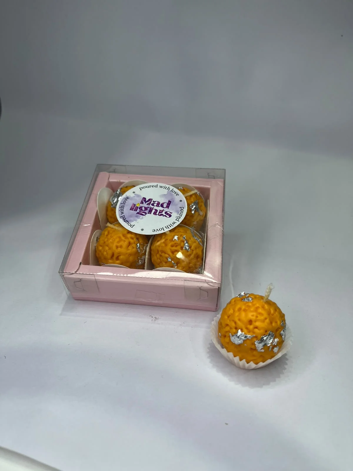 Soy Wax Motichoor Ladoo Candle Set of 4 with Fragrance