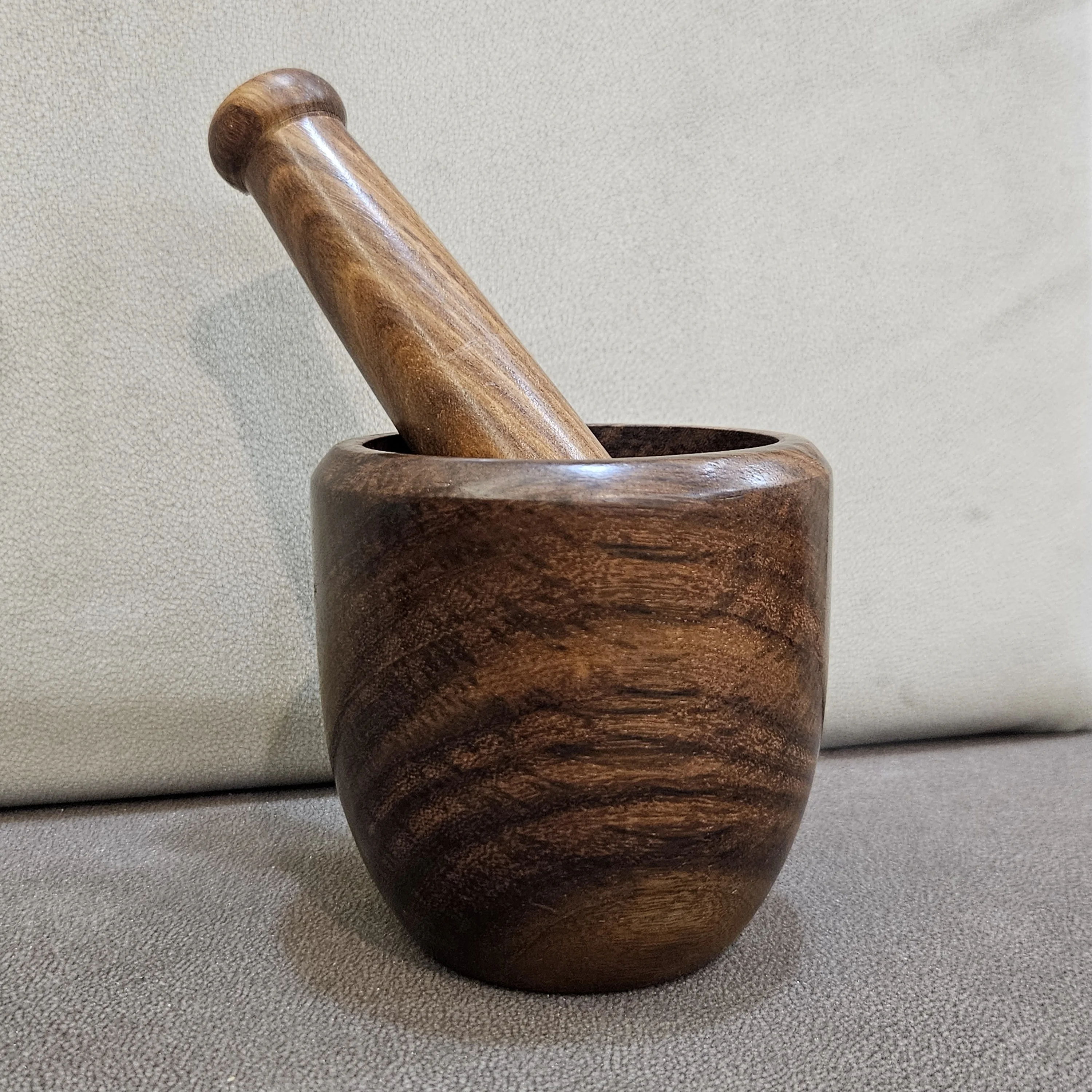 Master Arts Handmade Sheesham Wood Mortar and Pestle Set - Wooden Okhli Musal - Kharal Imam Dasta - Spice Grinder Masher for Kitchen - Saharanpur Woodcraft