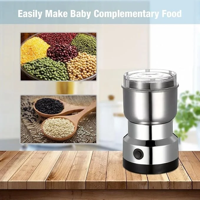 Electric Grinder for Spices, Coffee Beans, Dry Fruits & Herbs | Stainless Steel Blades | One-Touch Operation | Compact & Portable