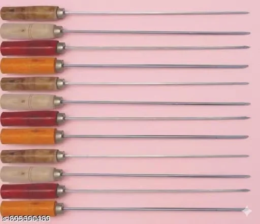 Metal Barbecue Skewers for Non-Veg Cooking – Pack of 12