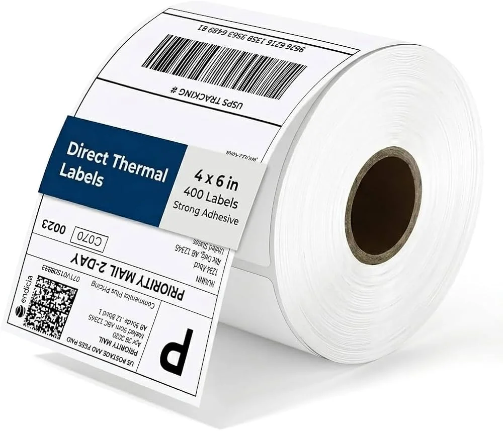 Thermal Shipping Label Roll for Barcode Printer | Direct Thermal Self-Adhesive Sticker Paper for Courier, E-commerce Packaging & Shipping (White) 1 ROL,(100*150)400label